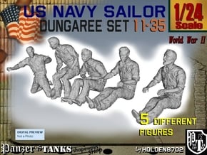 1-24 US Navy Dungaree Set 11-35 in White Natural Versatile Plastic