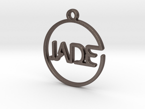 JADE First Name Pendant in Polished Bronzed Silver Steel