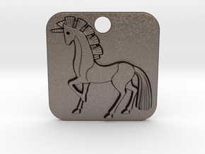 Unicorn Pendant in Polished Bronzed Silver Steel