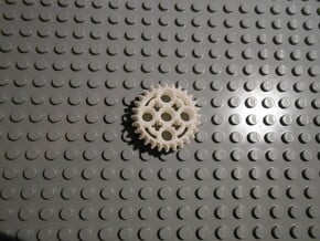 LEGO®-compatible 28-tooth bevel gear with pinhole in White Natural Versatile Plastic