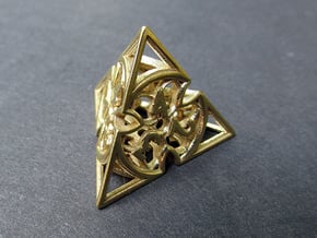 Gothic Rosette d4 in Natural Brass