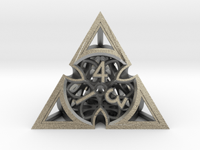 Gothic Rosette d4 in Natural Silver