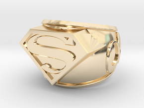 Superman Ring 24mm in 14k Gold Plated Brass