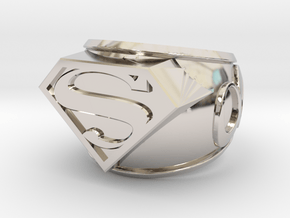 Superman Ring 24mm in Rhodium Plated Brass