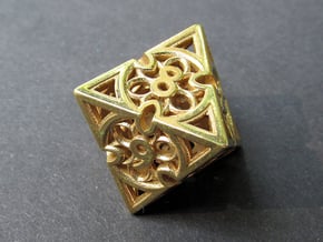 Gothic Rosette d8 in Natural Brass