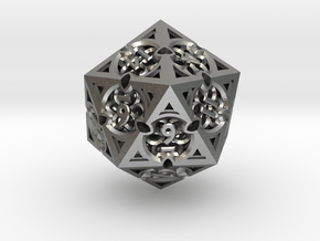 Gothic Rosette d20 in Natural Silver