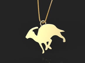 Parasaurolophus necklace Pendant in Polished Brass