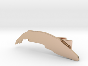 Blue Whale Tie Clip in 14k Rose Gold Plated Brass