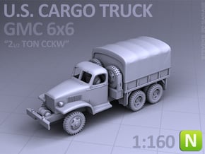 CARGO TRUCK - GMC CCKW 6x6 (N scale) in Smooth Fine Detail Plastic