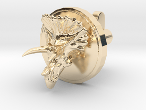Triceratops Head Cufflink in 14k Gold Plated Brass