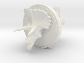 Triceratops Head Cufflink in White Natural Versatile Plastic