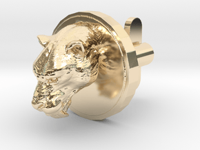 Smilodon Head Cufflink in 14K Yellow Gold