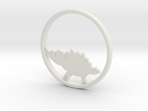 Stegosaurus necklace Pendant in White Natural Versatile Plastic