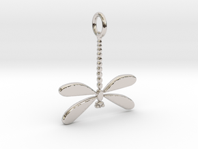 Dragonfly Pendant in Rhodium Plated Brass
