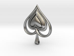 Spade Heart Pendant in Natural Silver