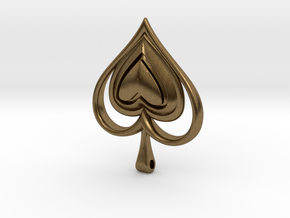 Spade Heart Pendant in Natural Bronze