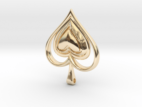 Spade Heart Pendant in 14k Gold Plated Brass
