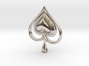 Spade Heart Pendant in Rhodium Plated Brass