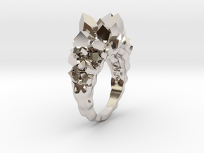 Crystal Ring Size 7.5 in Rhodium Plated Brass