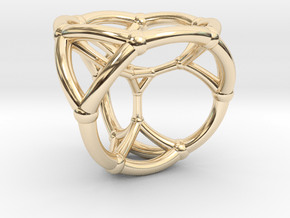 0504 Stereographic Trancated Polychora 16-cell in 14k Gold Plated Brass