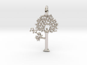 Tree No.2 Pendant in Rhodium Plated Brass