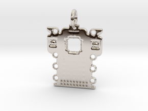 Electronics Pendant in Rhodium Plated Brass