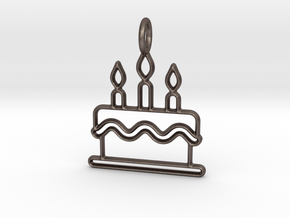 Birthday Cake in Polished Bronzed Silver Steel