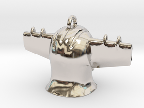 Jeeg Head Pendant  Mini in Rhodium Plated Brass
