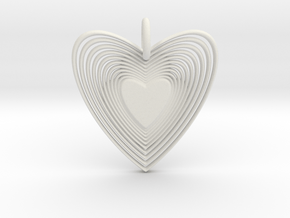 Pendant of Heart (No.2) in White Natural Versatile Plastic
