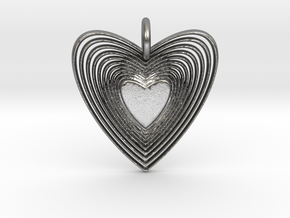 Pendant of Heart (No.2) in Natural Silver