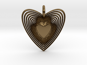 Pendant of Heart (No.2) in Polished Bronze