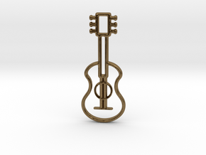Guitar pendant in Natural Bronze
