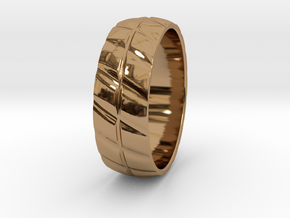 Grooved Mens' Ring in Polished Brass