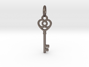 Key Pendant in Polished Bronzed Silver Steel