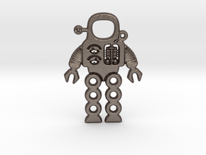 Mars Robot Pendant in Polished Bronzed Silver Steel