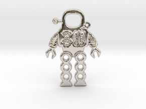 Mars Robot Pendant in Rhodium Plated Brass