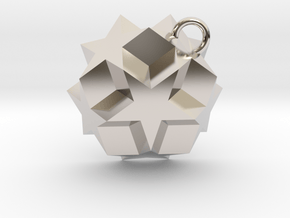 Dodecadodecahedron Charm in Rhodium Plated Brass