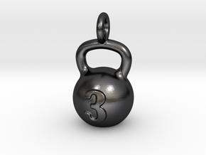 Kettlebell Tiny Little Pendant in Polished and Bronzed Black Steel