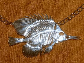 Butterfly Fish Skeleton Pendant in Tan Fine Detail Plastic