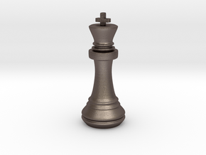 Chess Set King in Polished Bronzed Silver Steel
