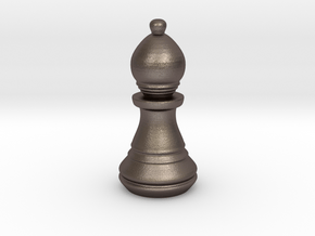 Chess Set Bishop in Polished Bronzed Silver Steel