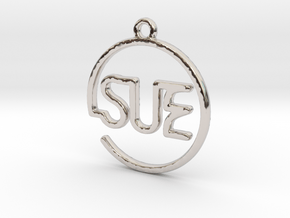 SUE First Name Pendant in Rhodium Plated Brass