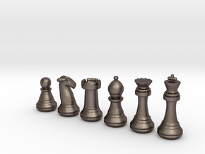 Chess Set   in Polished Bronzed Silver Steel