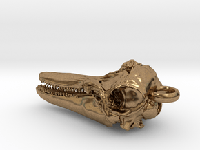 Dolphin Skull Pendant  in Natural Brass