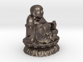 Buddha Sculpture in Polished Bronzed Silver Steel
