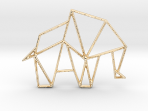 Elephant Origami Pendant and Necklace in 14k Gold Plated Brass