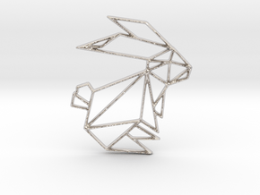 Origami Rabbit in Rhodium Plated Brass