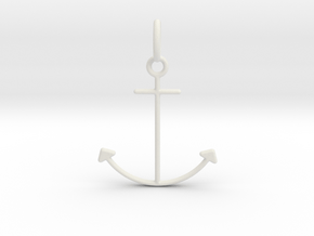 Anchor Pendant in White Natural Versatile Plastic