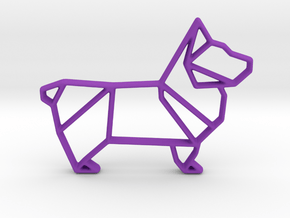 Origami Dog Pendant No.1  in Purple Processed Versatile Plastic