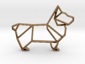 Origami Dog Pendant No.1  in Natural Brass